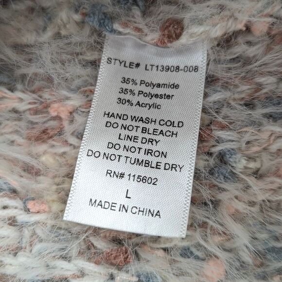 Lush Lovely Time Blush Pink Fuzzy Cropped Oversized Knit Sweater Size Large - Picture 3 of 7